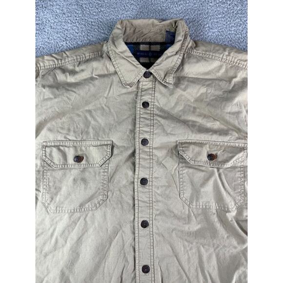 World Island Shirt Shacket Mens 2XLT Flannel Lined Brown Button Down Warm - Picture 2 of 12